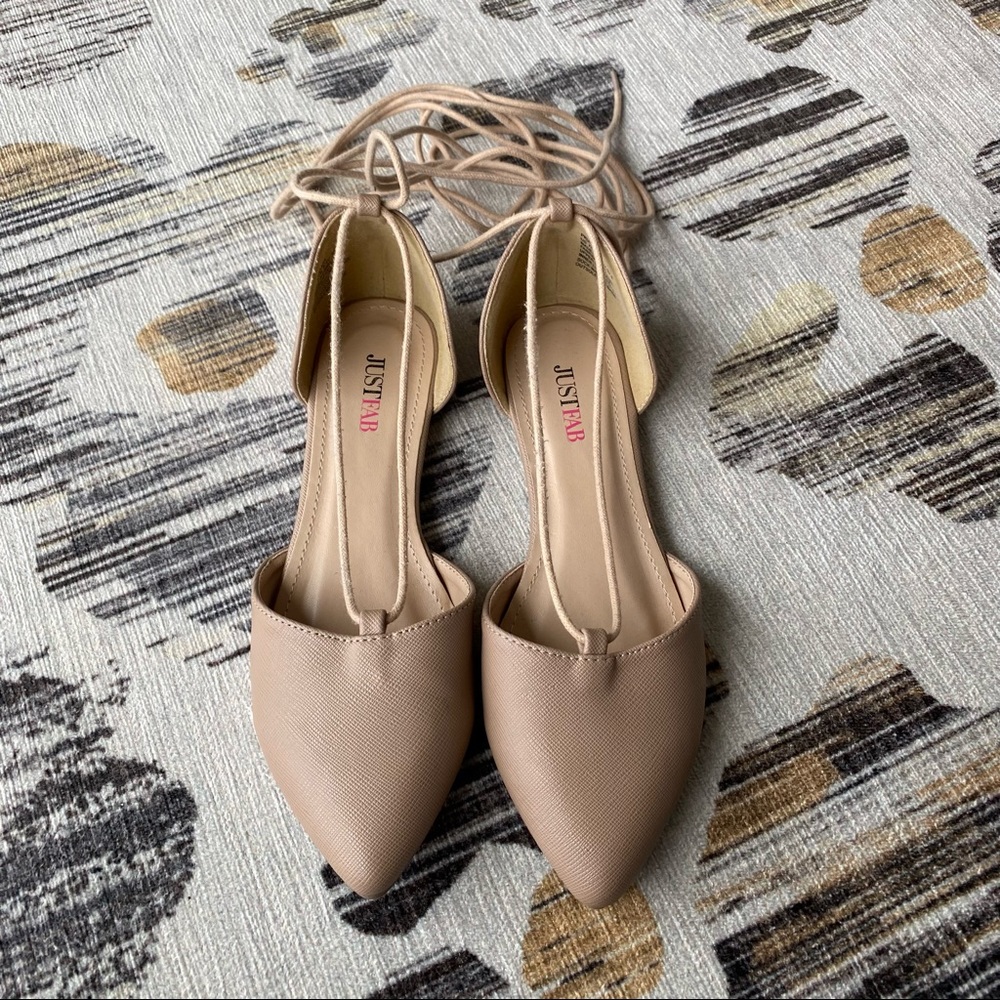 ankle-tie pointed flats